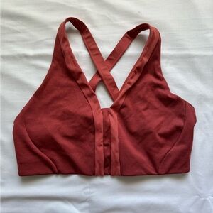 Athleta M Allyson Felix Legend V-Neck Bra D-DD Medium Muted Red Heather Two Tone